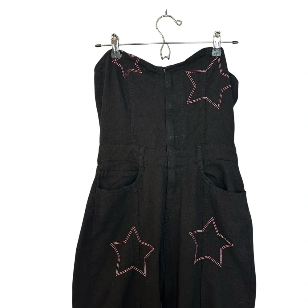 NWT Nasty Gal Black Star-Patterned Strapless Jumpsuit 8 - Picture 4 of 9